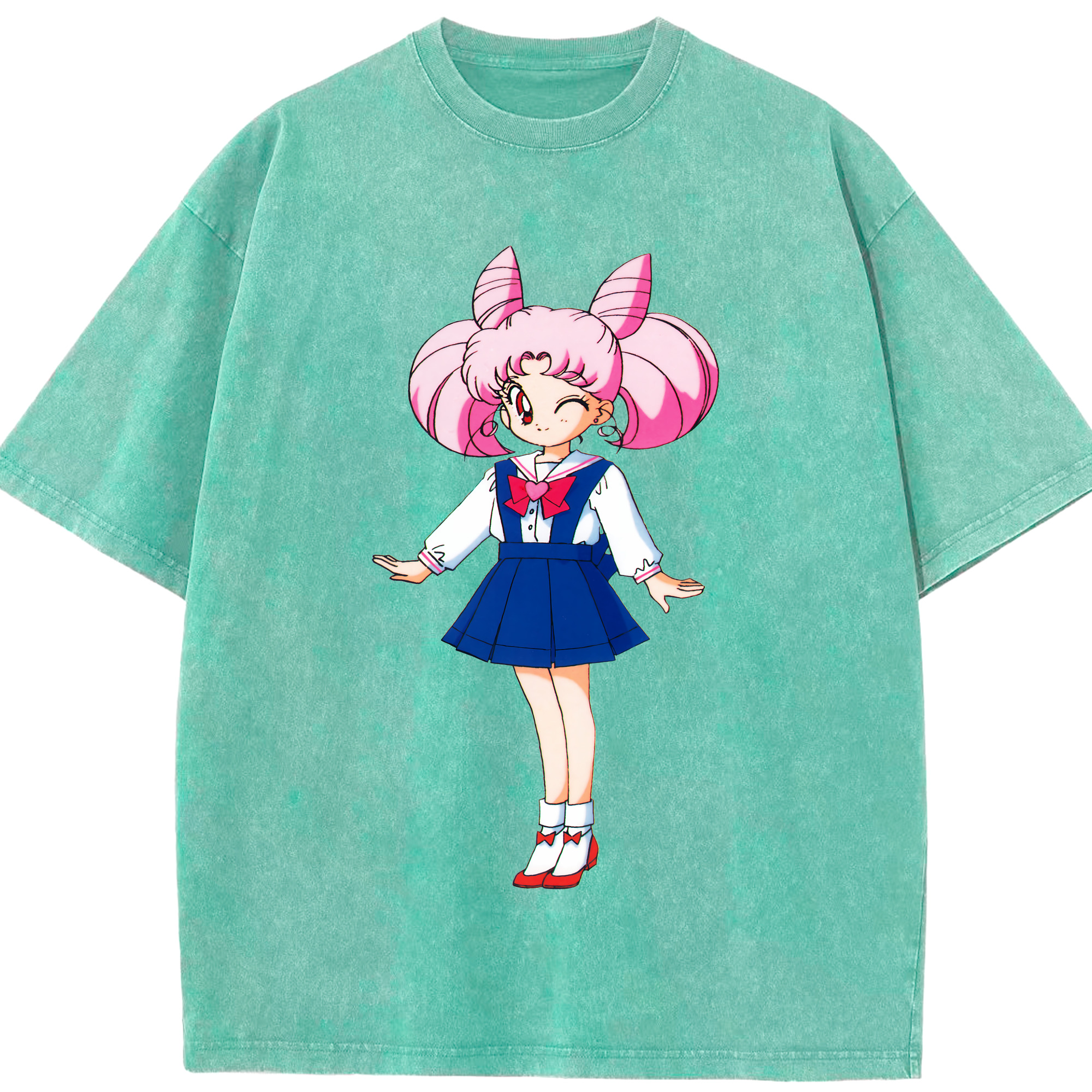 （画像用） 美少女戦士セーラームーン ちびうさ Sailor Moon Chibiusa Tsukino Usagi Small Lady Serenity 綿100% ヴィンテージ風 半袖Tシャツ（フロントプリント）